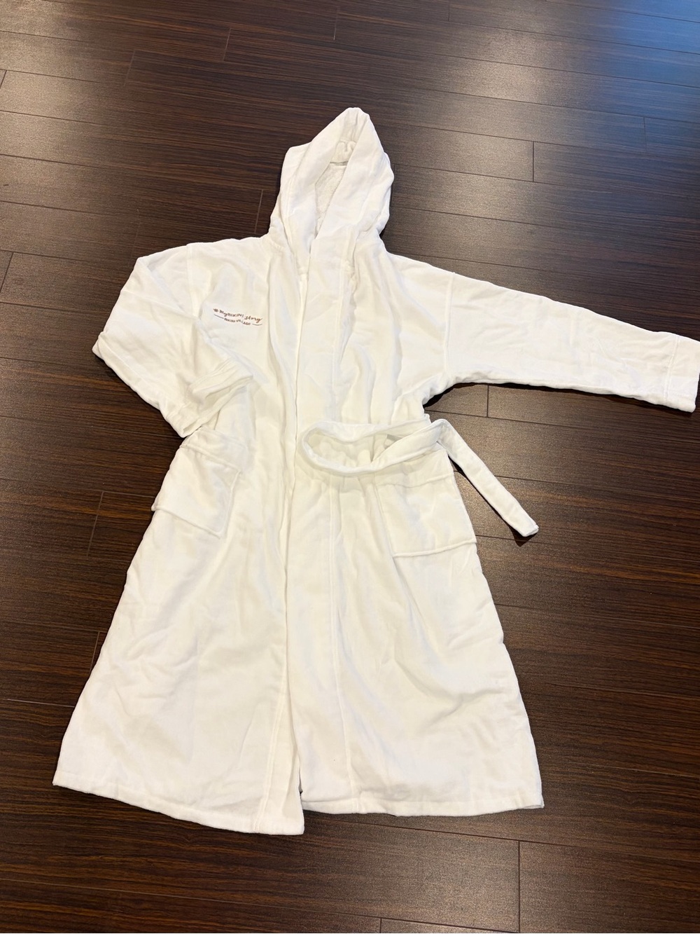 White Hooded Bath Robe with Belt